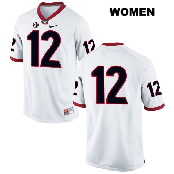Georgia Bulldogs Women's Tray Bishop #12 NCAA No Name Authentic White Nike Stitched College Football Jersey DCQ5456RO